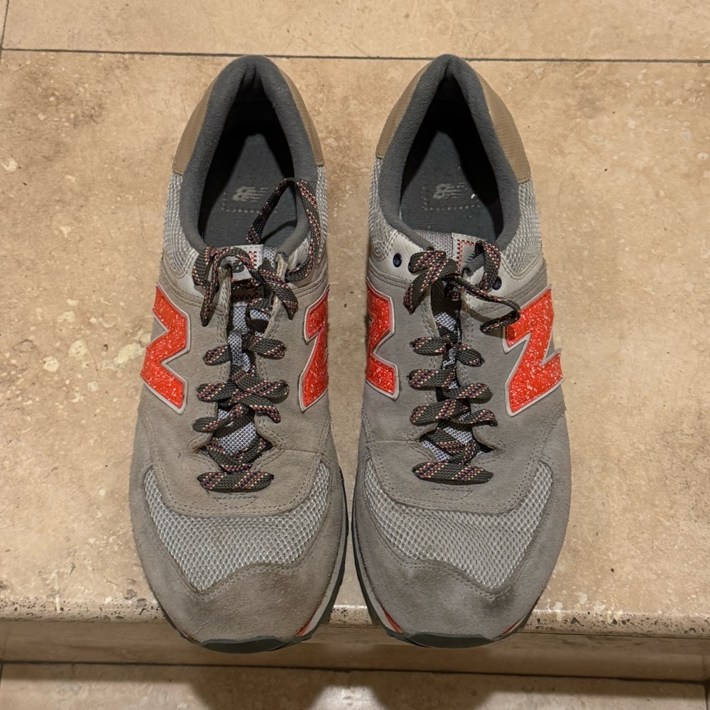 New Balance 574 Outside In Grey Orange Green Classic Retro Sneakers 12